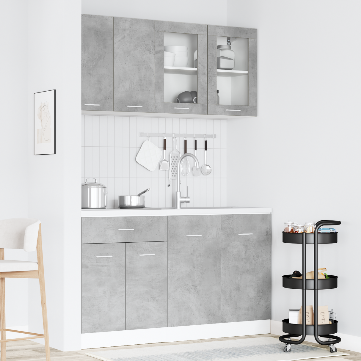 Kitchen Unit LYON 4 pcs Concrete Grey Engineered Wood