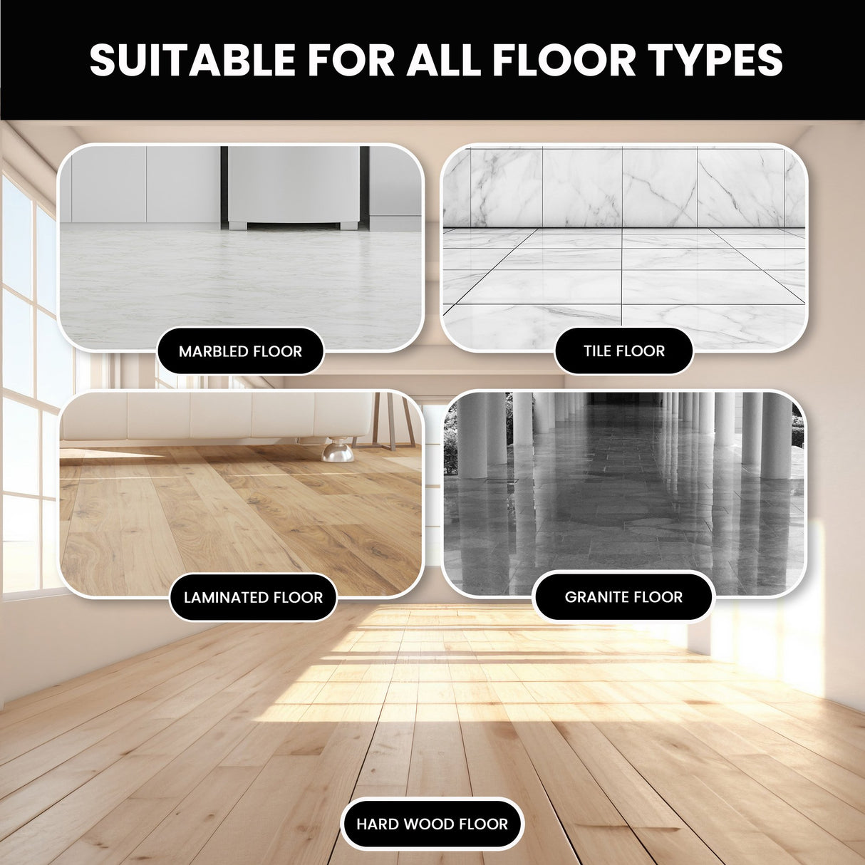 Hauskeeper GEN2 5 in 1 Electric Floor Polisher 6M Power Cable Timber Hard Waxer Buffer Cleaner