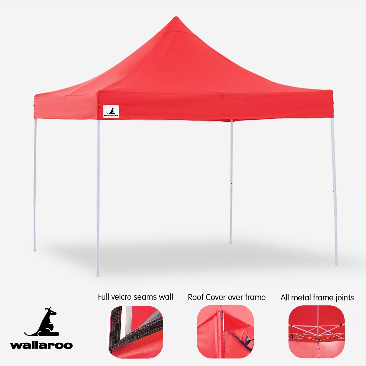 Wallaroo 3x3 PopUp Red Gazebo Marquee Outdoor Tent