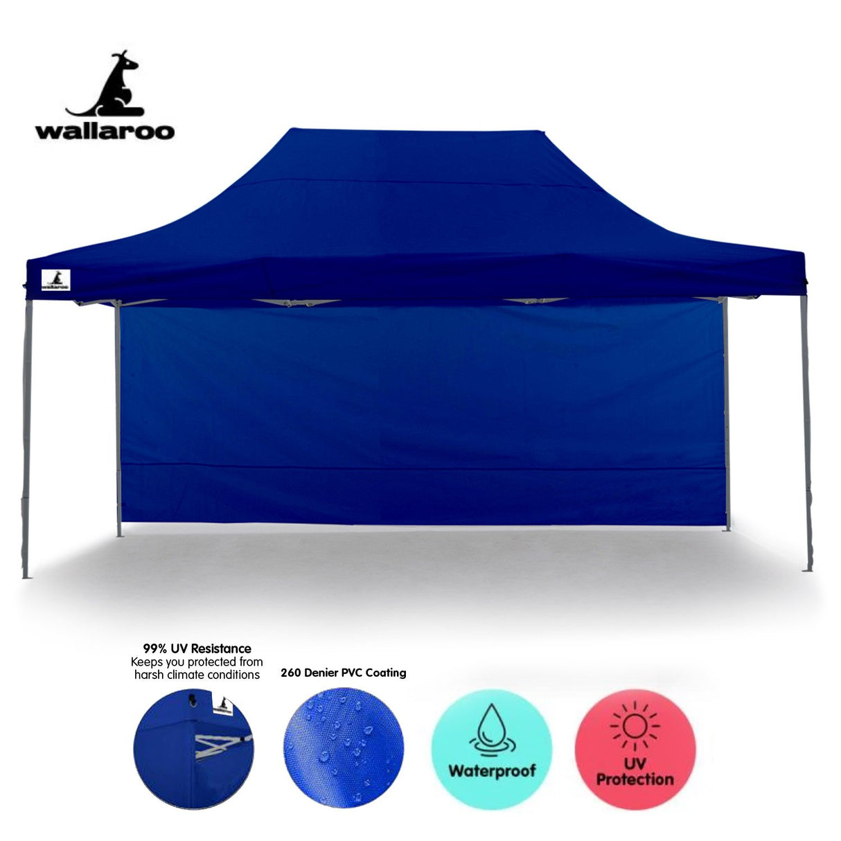 Gazebo Tent Marquee 3x4.5m PopUp Outdoor Wallaroo Blue