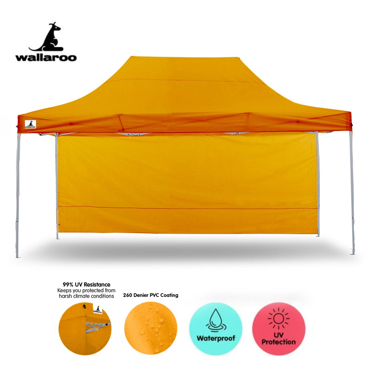 Gazebo Tent Marquee 3x4.5m PopUp Outdoor Wallaroo Orange
