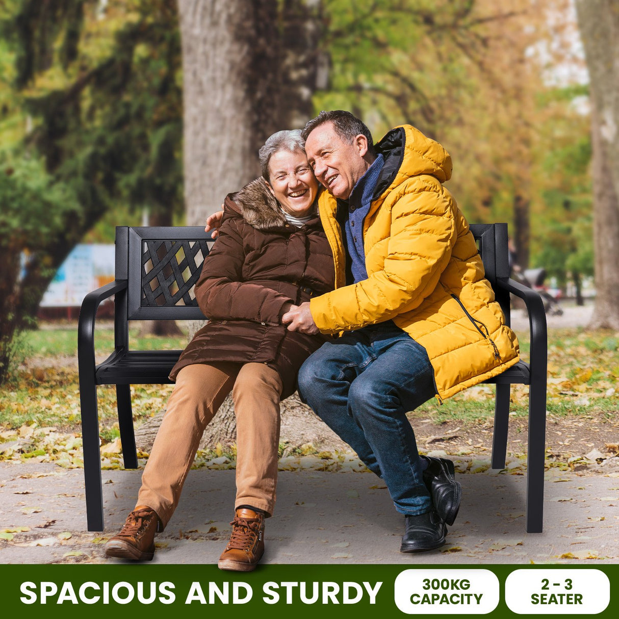 Wallaroo Steel Outdoor Garden Bench - Lattice