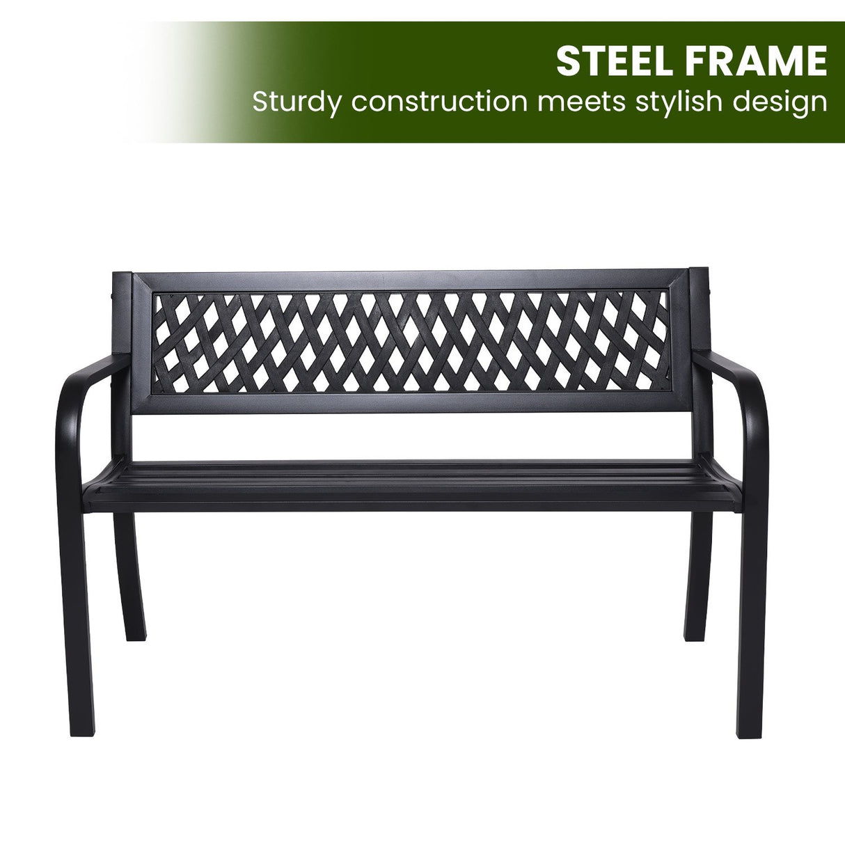 Wallaroo Steel Outdoor Garden Bench - Lattice