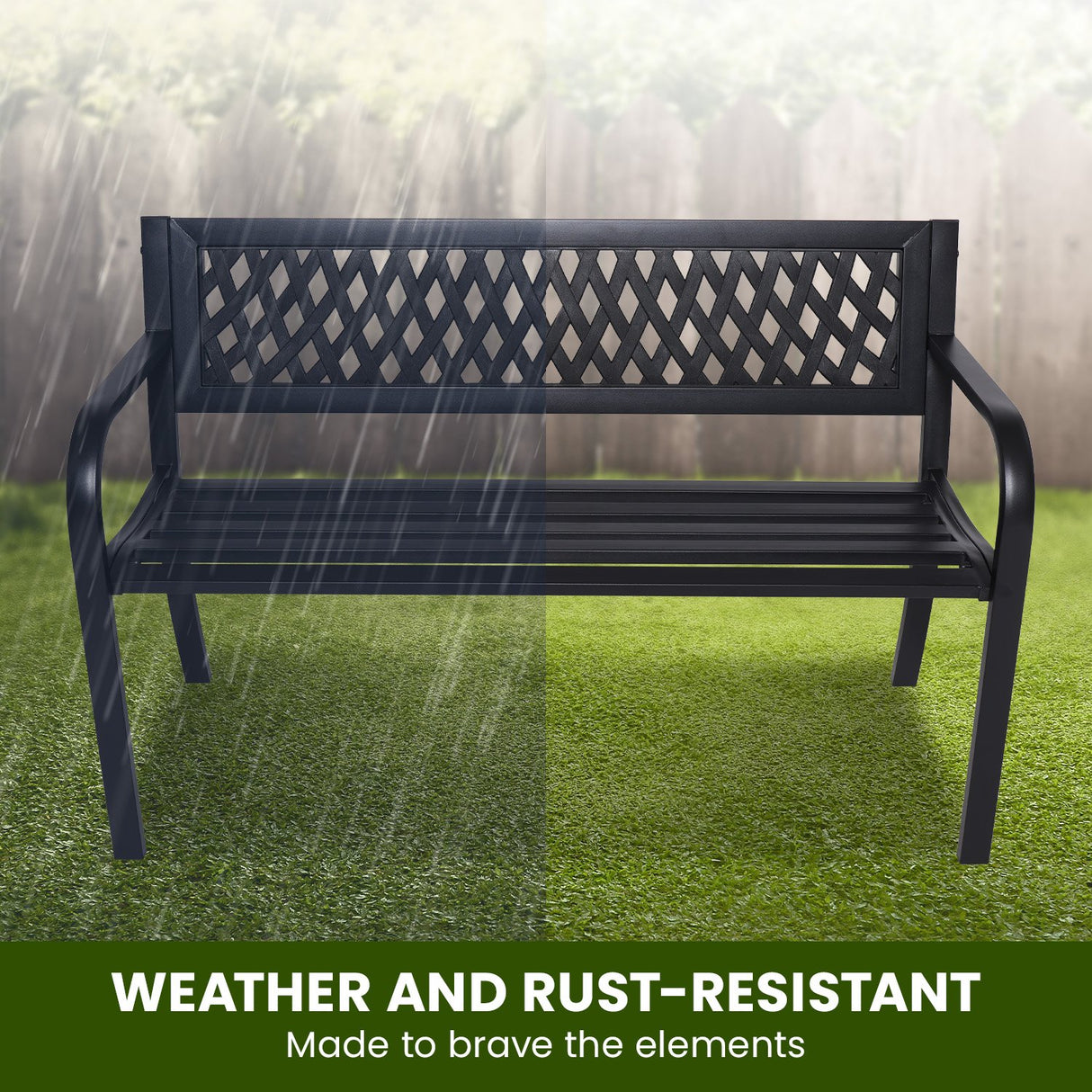 Wallaroo Steel Outdoor Garden Bench - Lattice