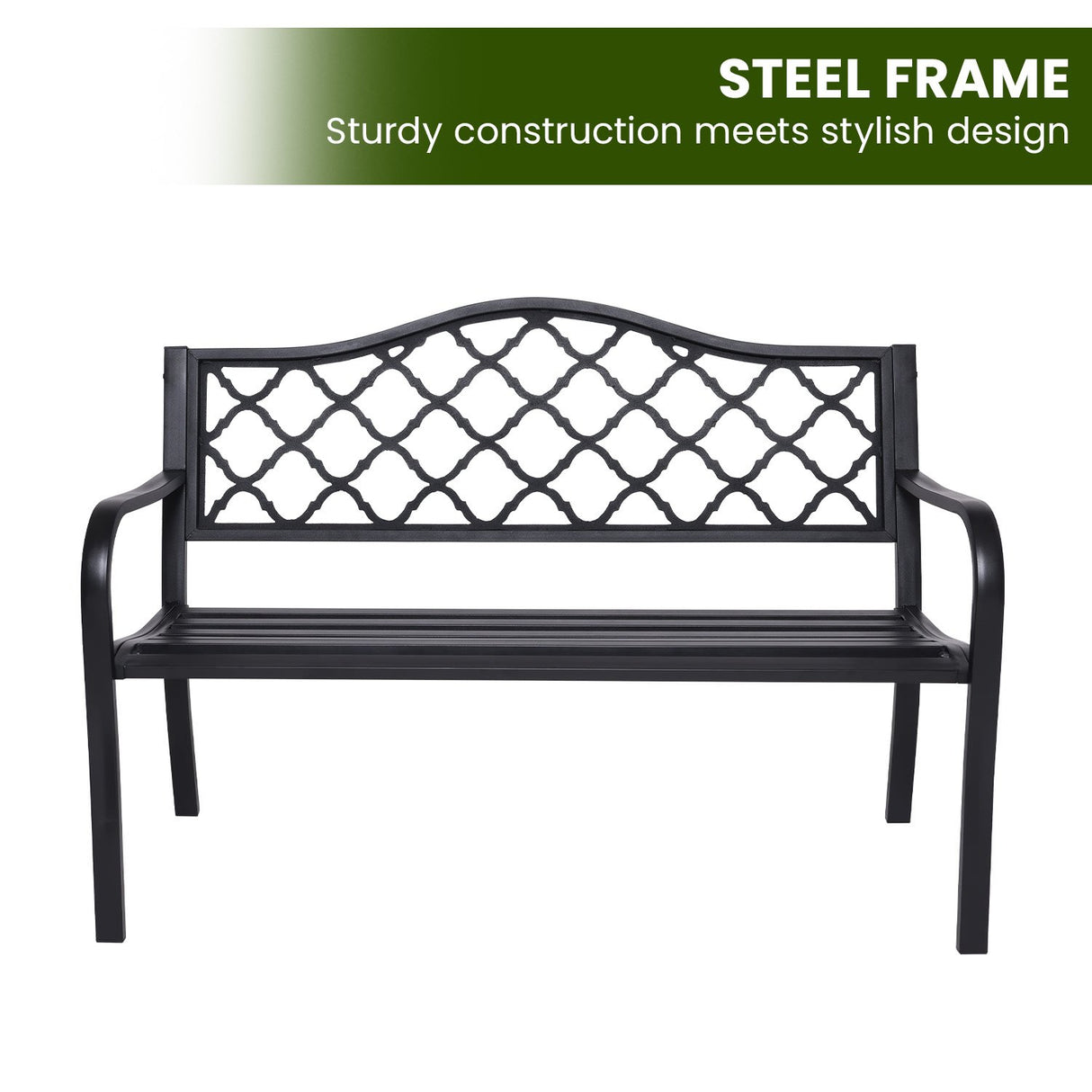 Wallaroo Steel Outdoor Garden Bench - Elegant