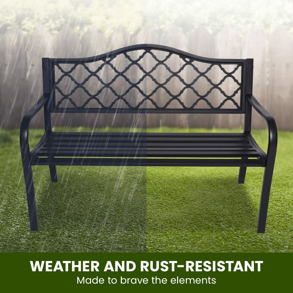 Wallaroo Steel Outdoor Garden Bench - Elegant