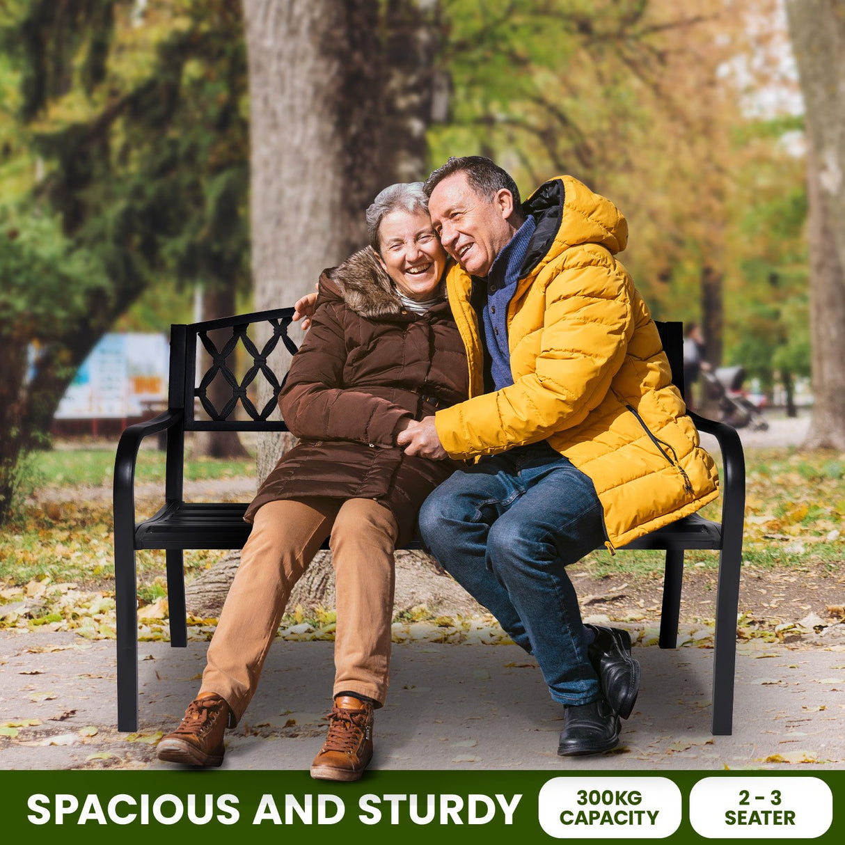 Wallaroo Steel Outdoor Garden Bench - Diamond