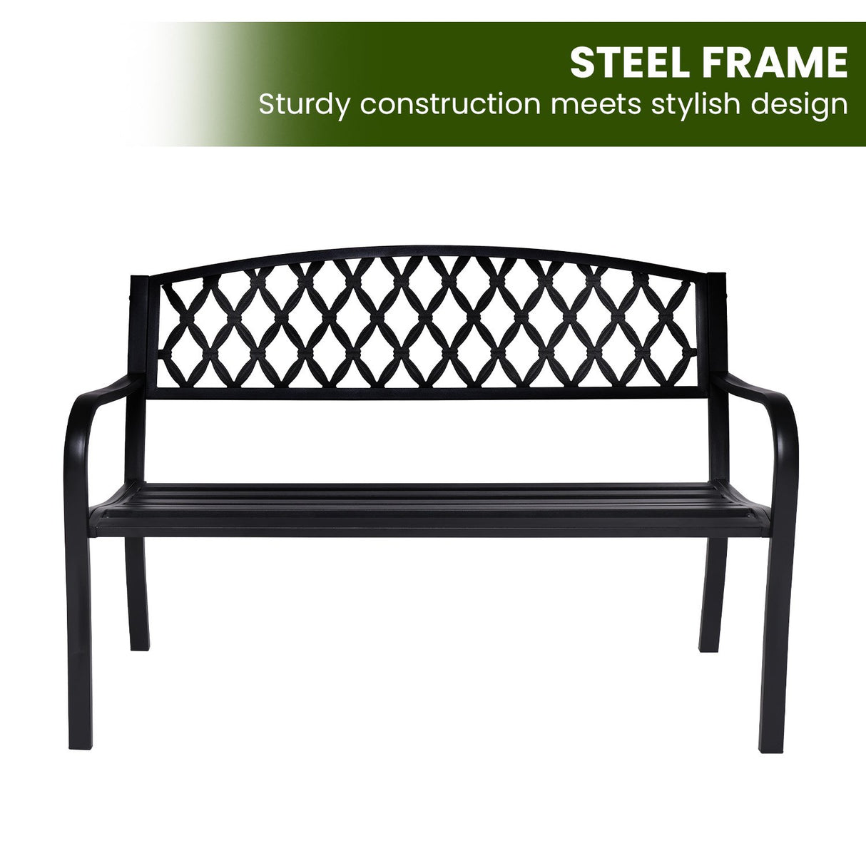 Wallaroo Steel Outdoor Garden Bench - Diamond