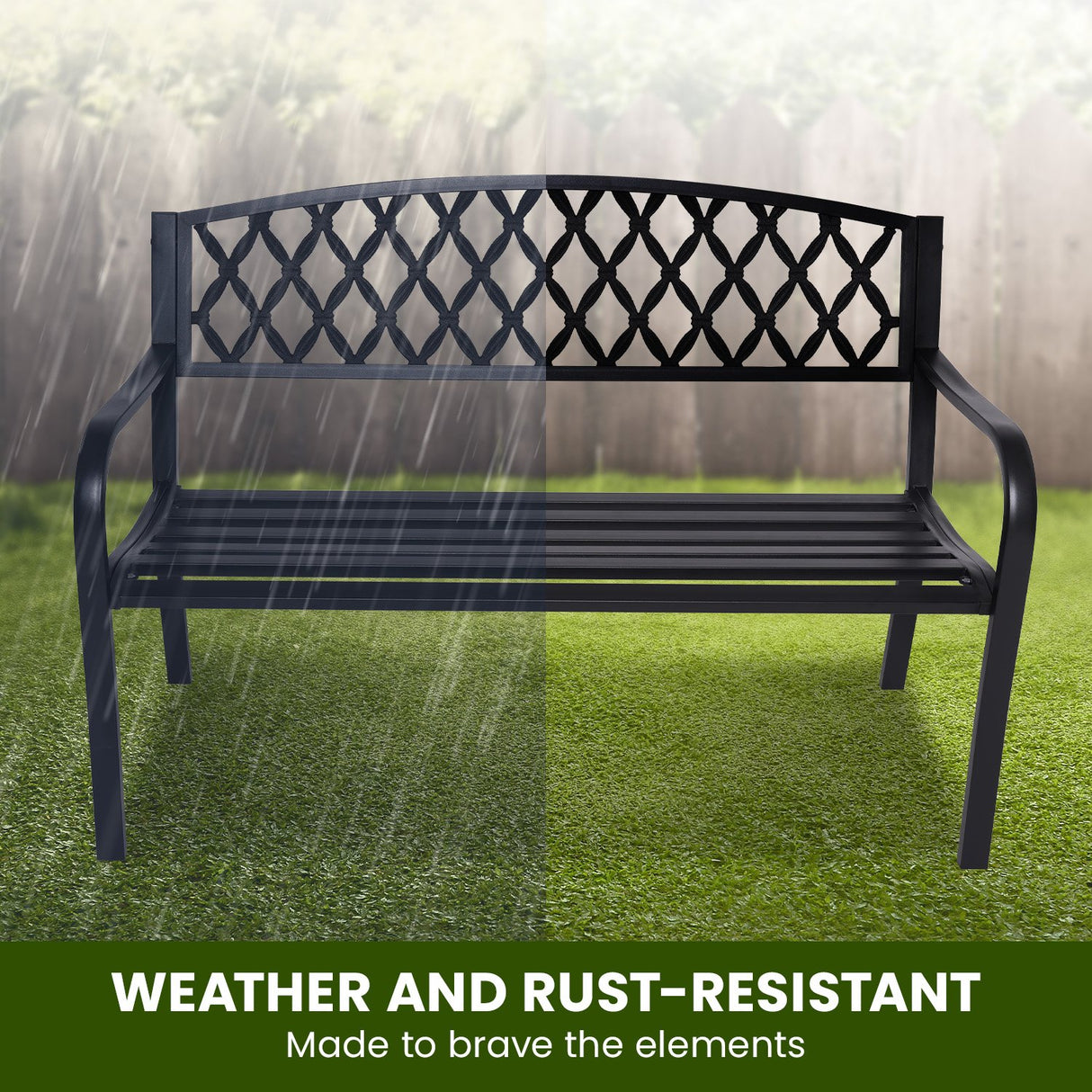 Wallaroo Steel Outdoor Garden Bench - Diamond