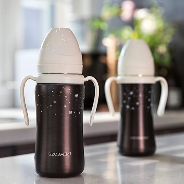 Grosmimi Dark Stainless Straw Cup 300ml White-2006733468935000066