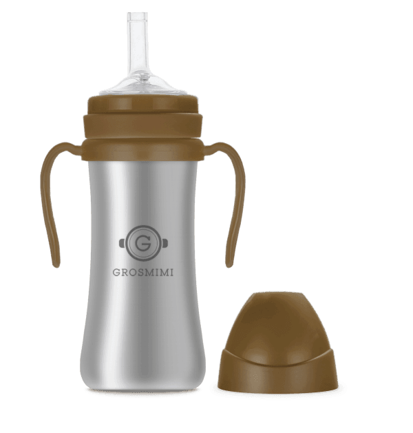 Grosmimi Stainless Straw Cup 200ml Gold brown-2006733469291515906