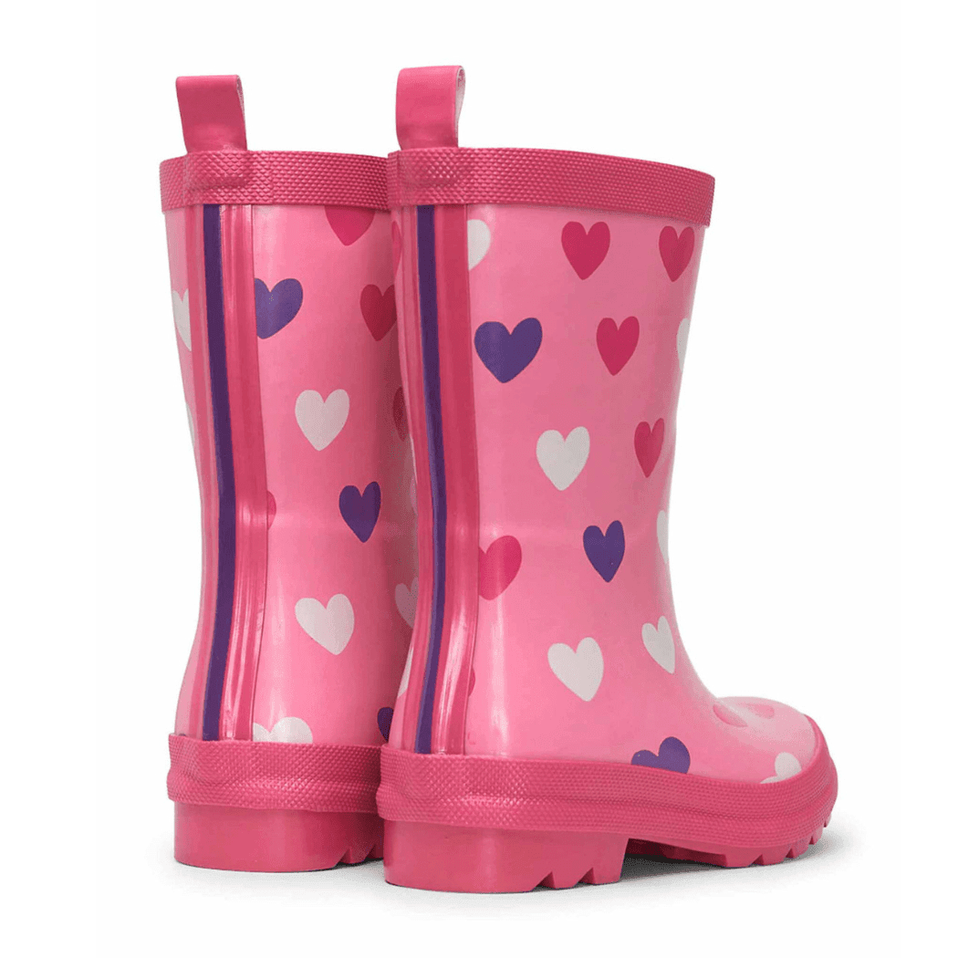 HATLEY Shiny Kids Rain Boots | Scattered Hearts size 8-2006733331869339649