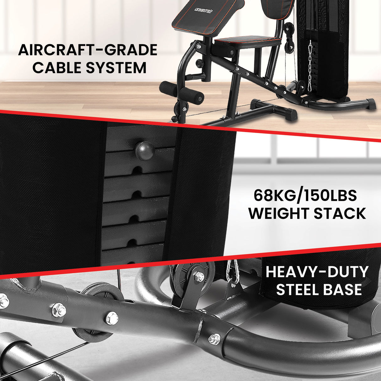 Powertrain Multi Station Home Gym with 68kg Weights Preacher Curl Pad