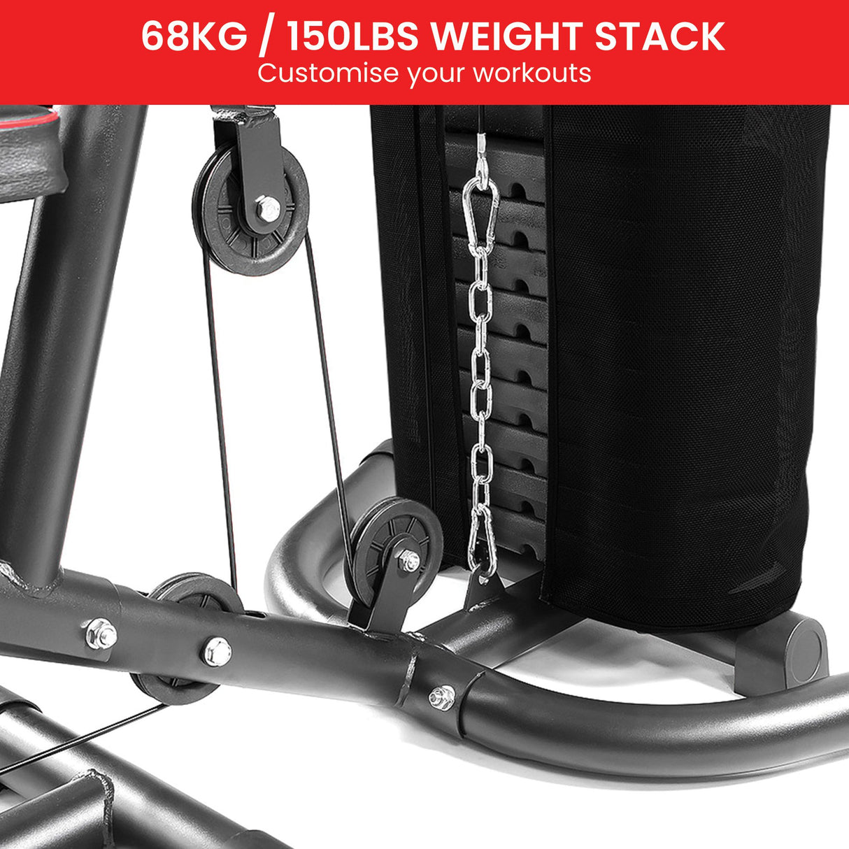 Powertrain Multi Station Home Gym with 68kg Weights Preacher Curl Pad