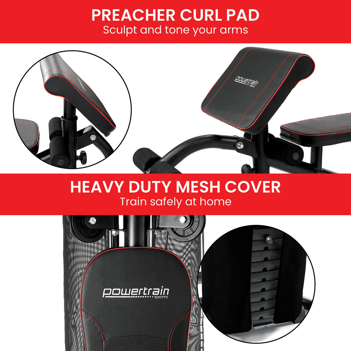 Powertrain Multi Station Home Gym with 68kg Weights Preacher Curl Pad