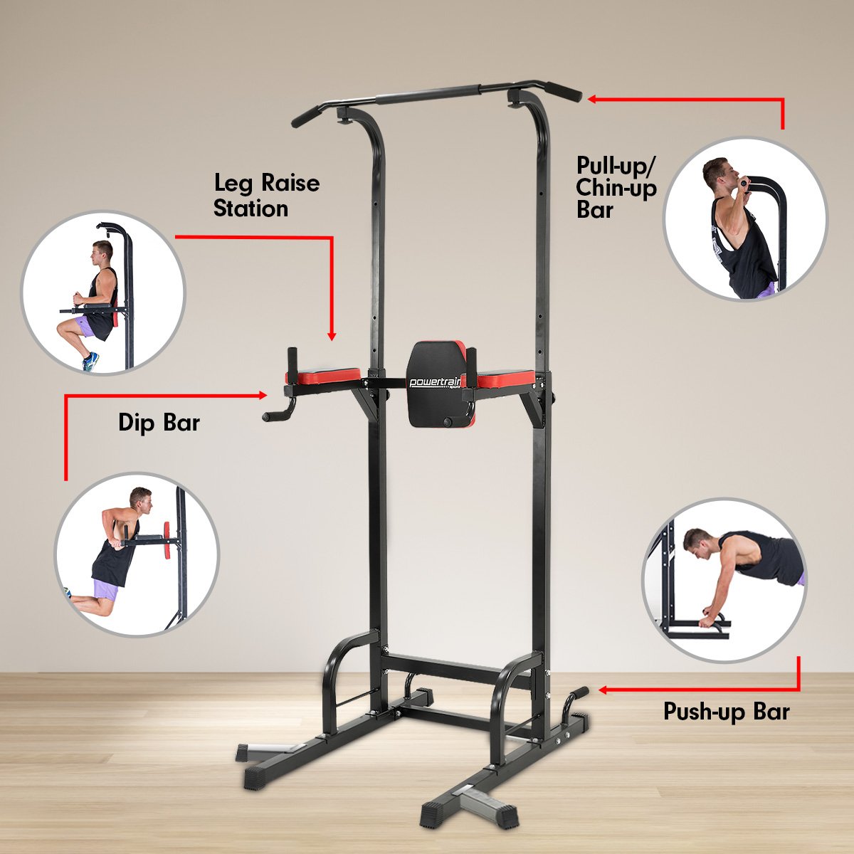 Powertrain Multi Station Home Gym Chin-up Pull-up Tower