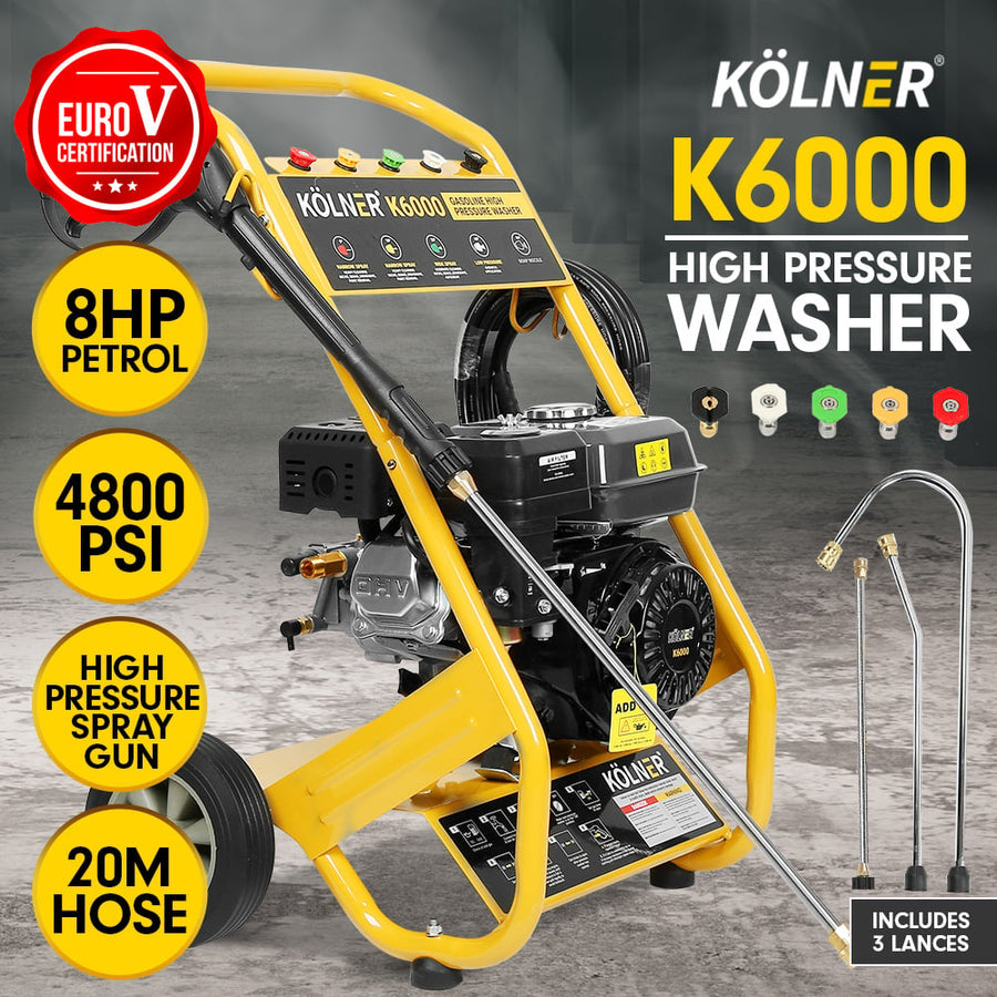 Kolner 6000 8HP 4800psi Petrol Engine High Pressure Washer Cleaner