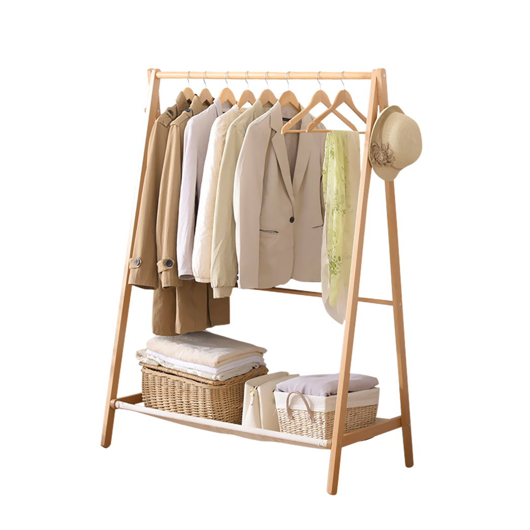 Levede Clothes Rack Wooden Wardrobe Natural-1954803003269713920