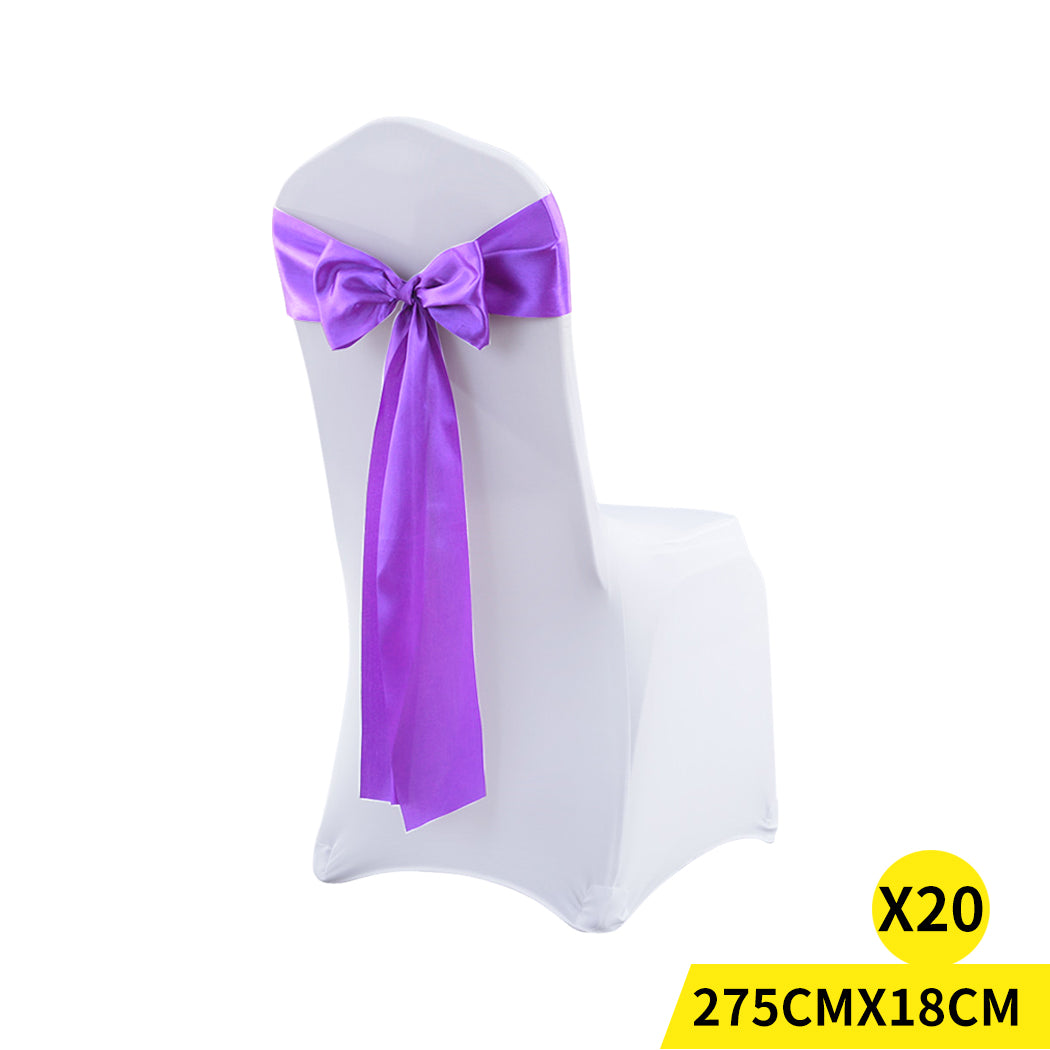 20x Multicoloured Satin Chair Sashes Lavender-2018816627205869568