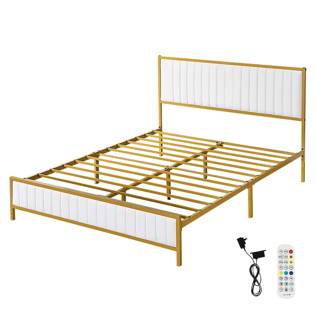 Levede Metal Bed Frame Under Bed Storage Double Beige-2006732901978345472