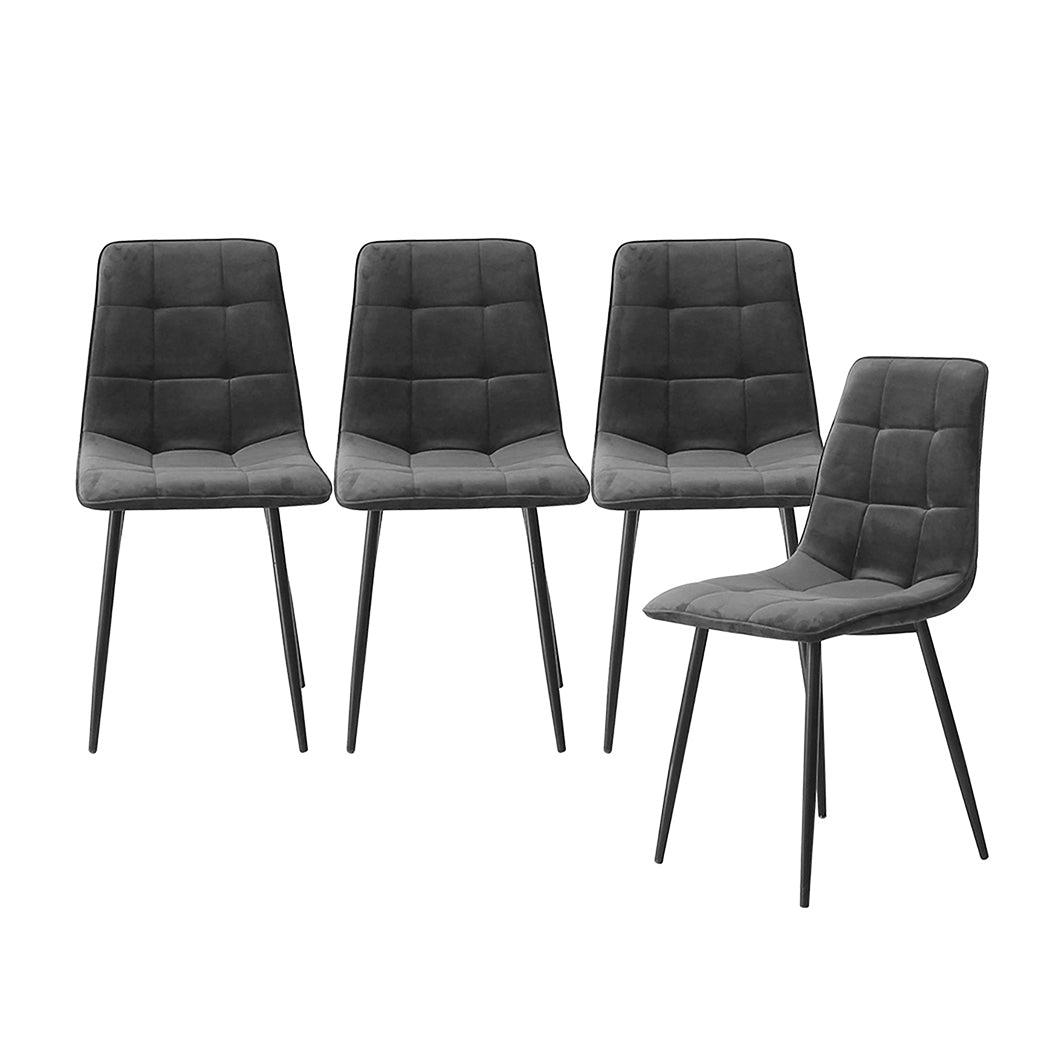 Levede 4x Dining Chairs Kitchen Velvet Grey-2006733264500428800