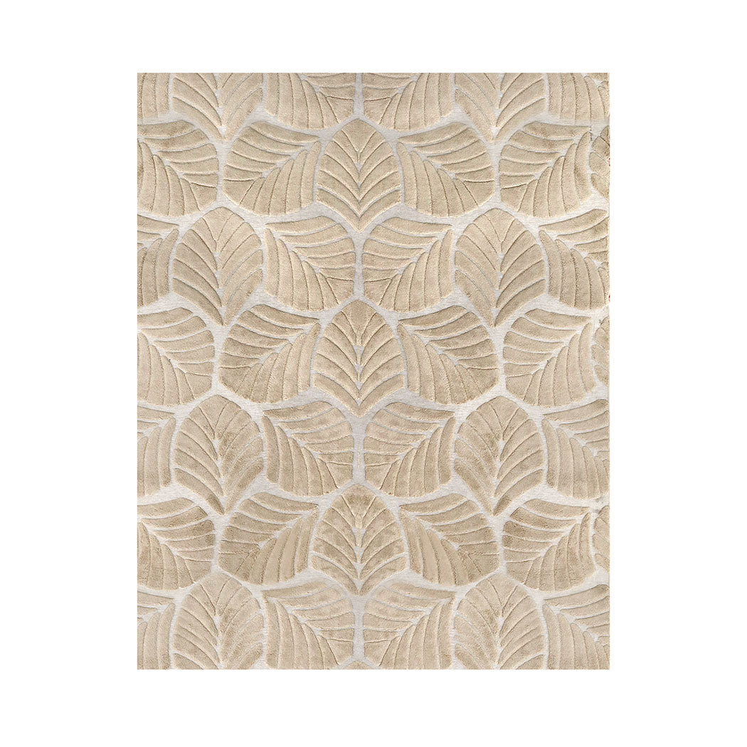 Marlow Floor Rug Soft Embossed Carpet Non Slip Plush Shaggy Rugs Leaf Pattern-2018816822400389120