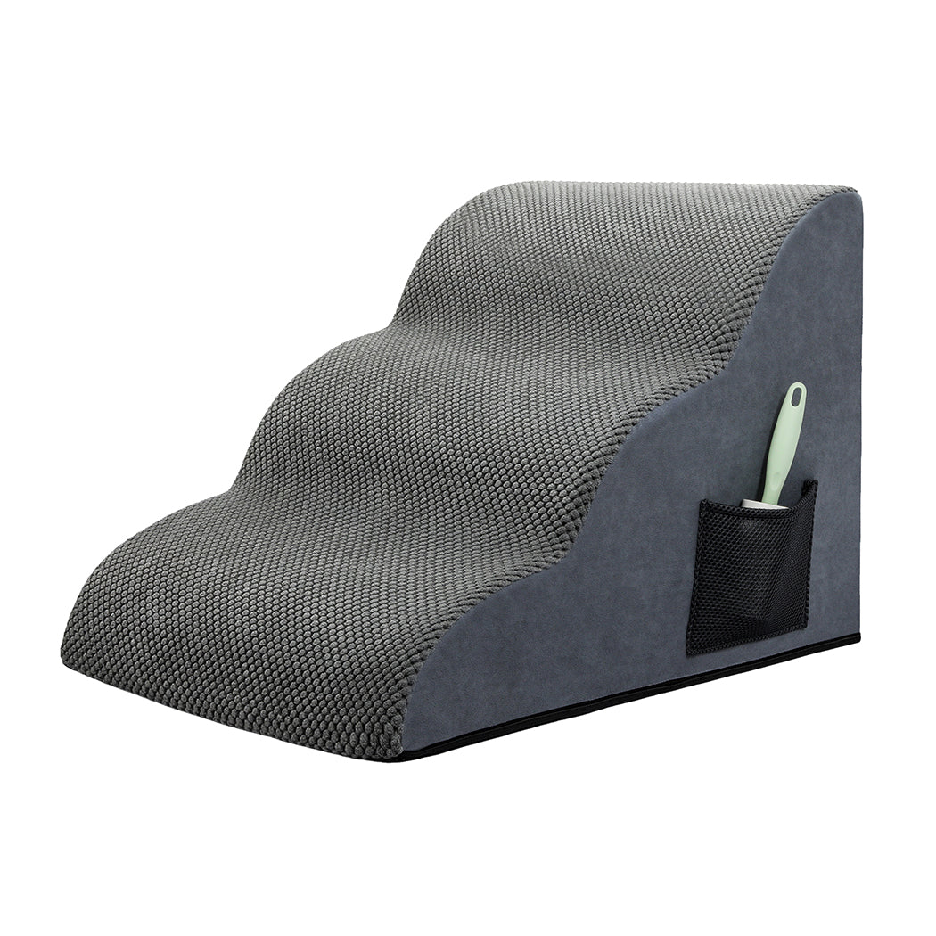Pawz 3 Steps Pet Stairs Dog Ramp High Density Foam Grey-2018816769506021376