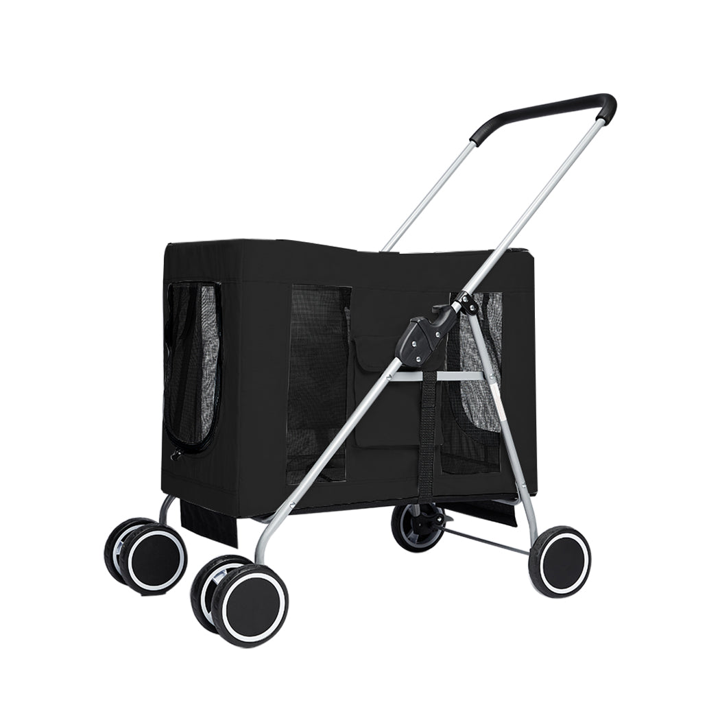 PaWz Pet Stroller Dog Cat Cage Carrier Black-2006733132585373696