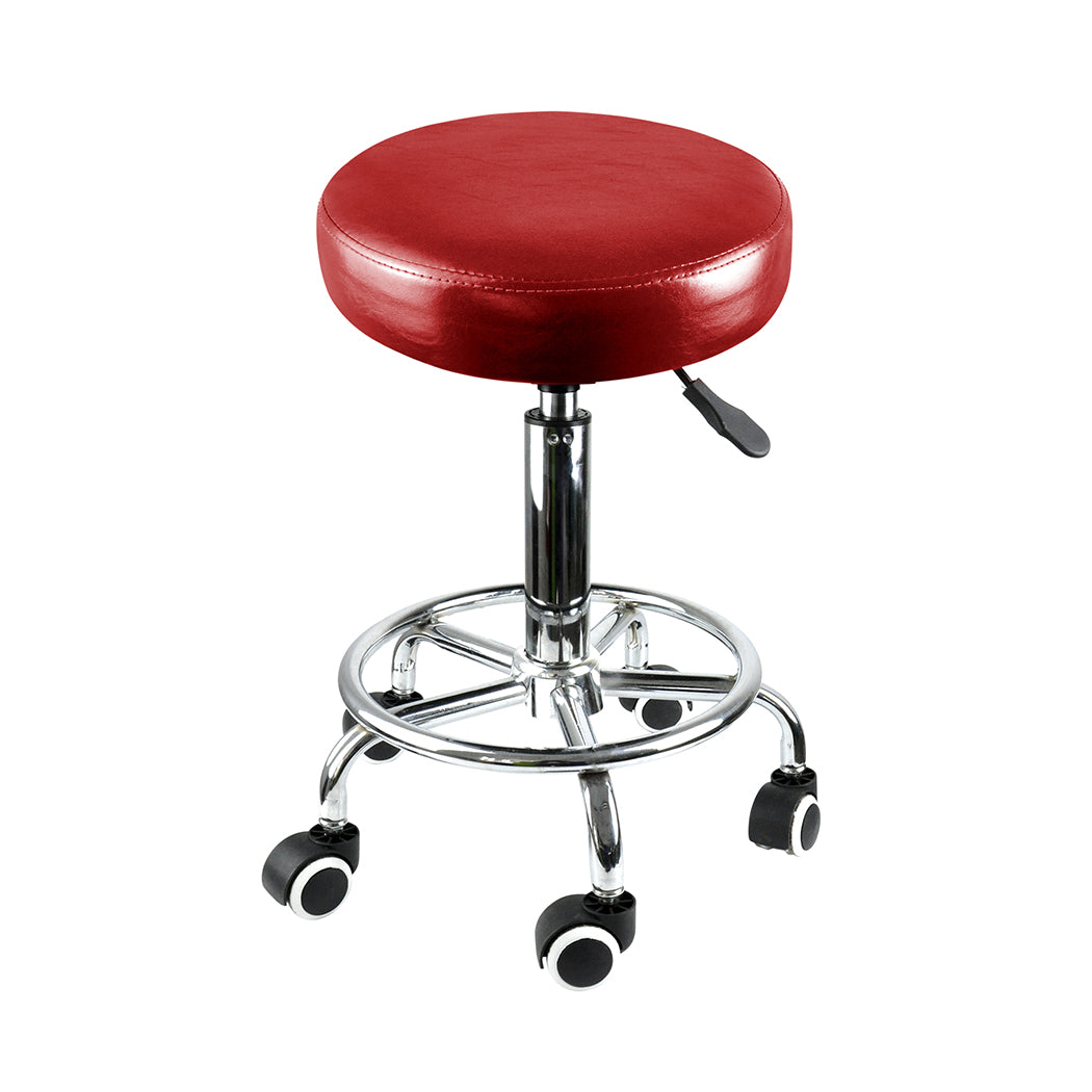 Levede Salon Stool Swivel Barber Stools Red-2018816712337657856