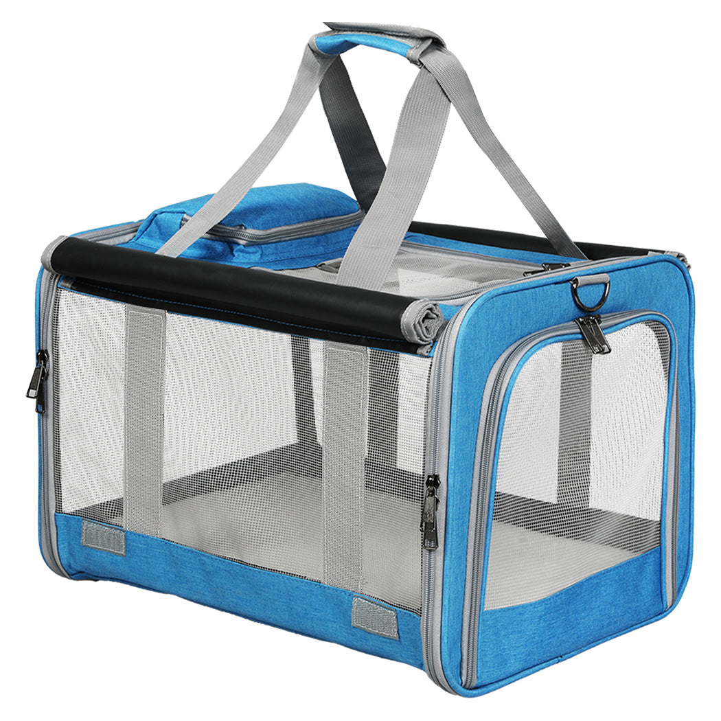 Pawz 3 in 1 Pet Soft Crate Dog Cat Carrier L Size Blue-1954802465467666432