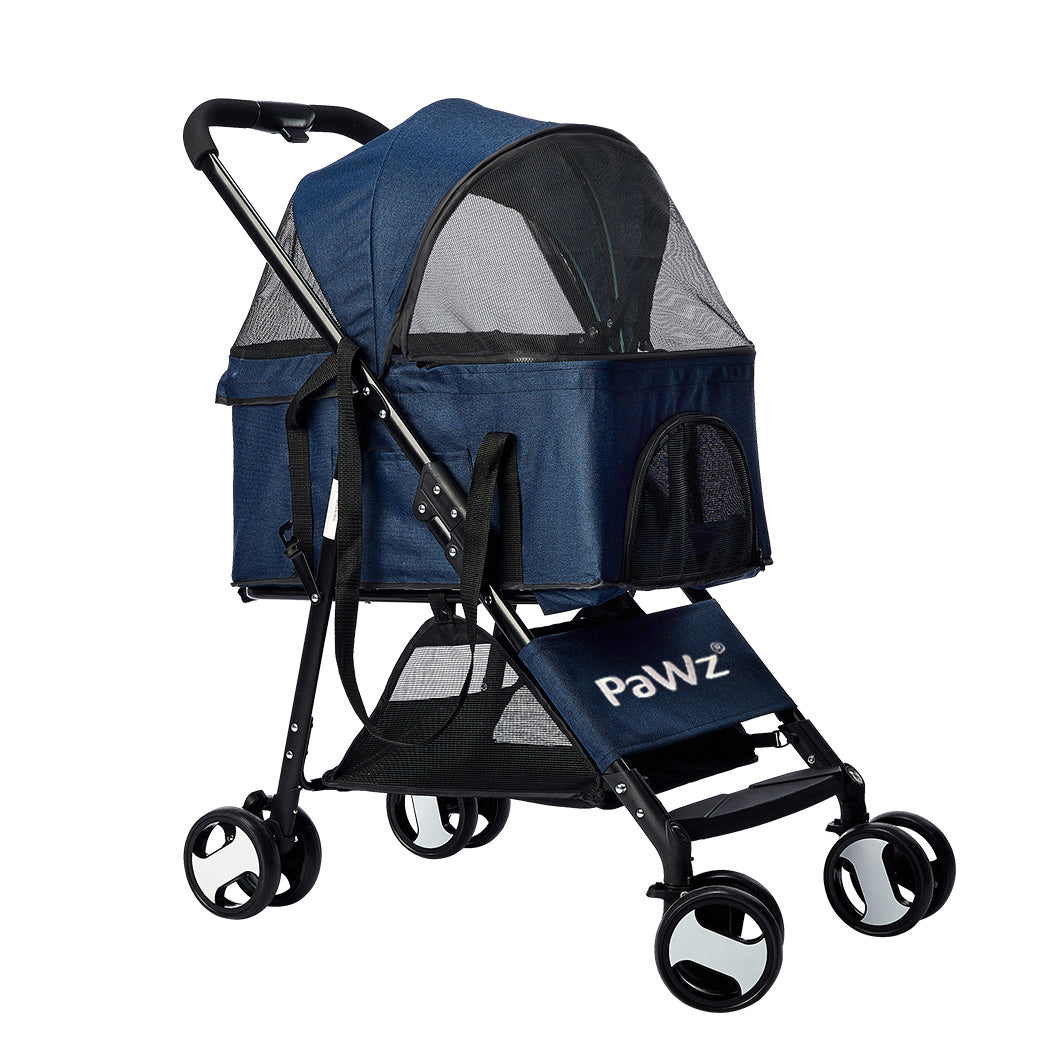 PaWz Large Pet Stroller Dog Cat Carrier Blue-2006733031045468160