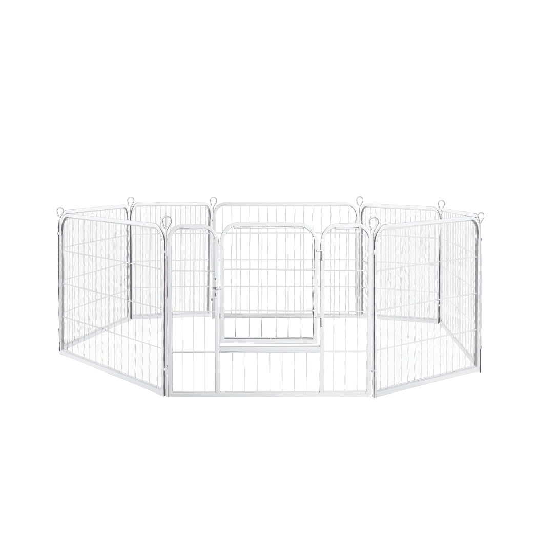 PaWz 8 Panel 24'' Pet Dog Playpen Puppy White 24 inch-2006733296003846144