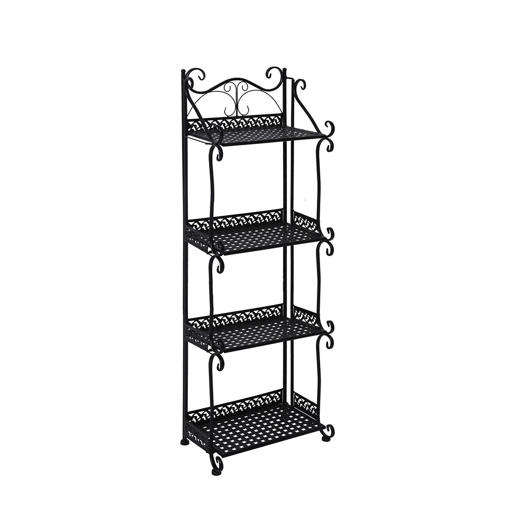 Levede Plant Stand 4 Tiers Outdoor Indoor Black-2006732932802285568