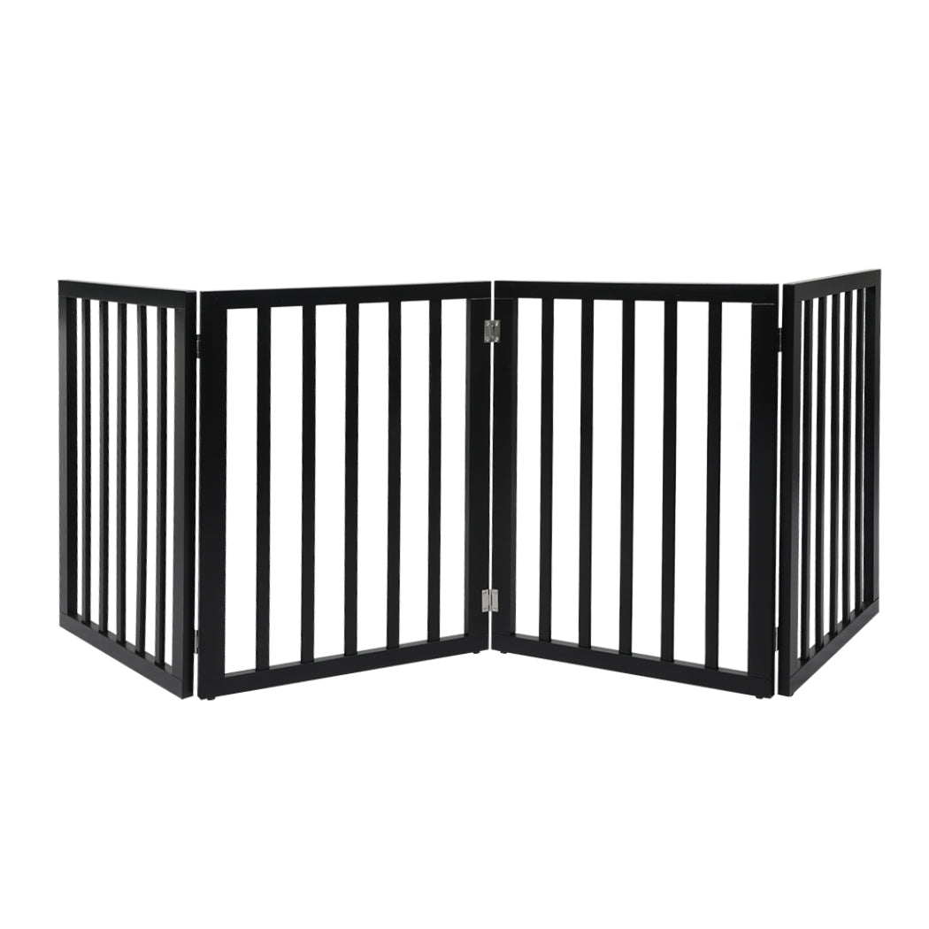 PaWz 4 Panels Wooden Pet Gate Dog Fence Black 600x 3MM-2018816800749391872