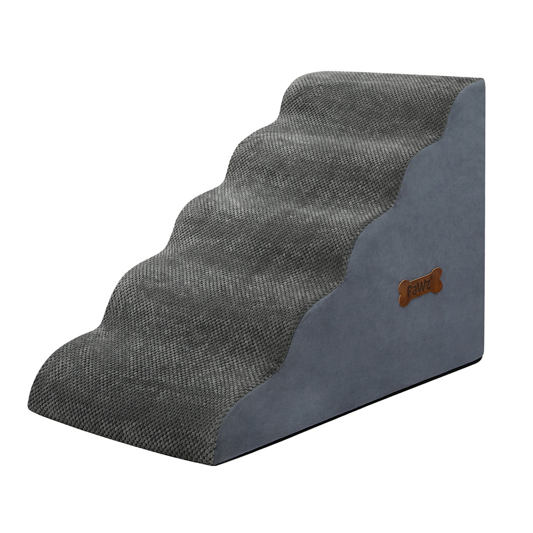 Pawz 5 Steps Pet Stairs Dog Ramp High Density Foam Grey-2006732707526217728