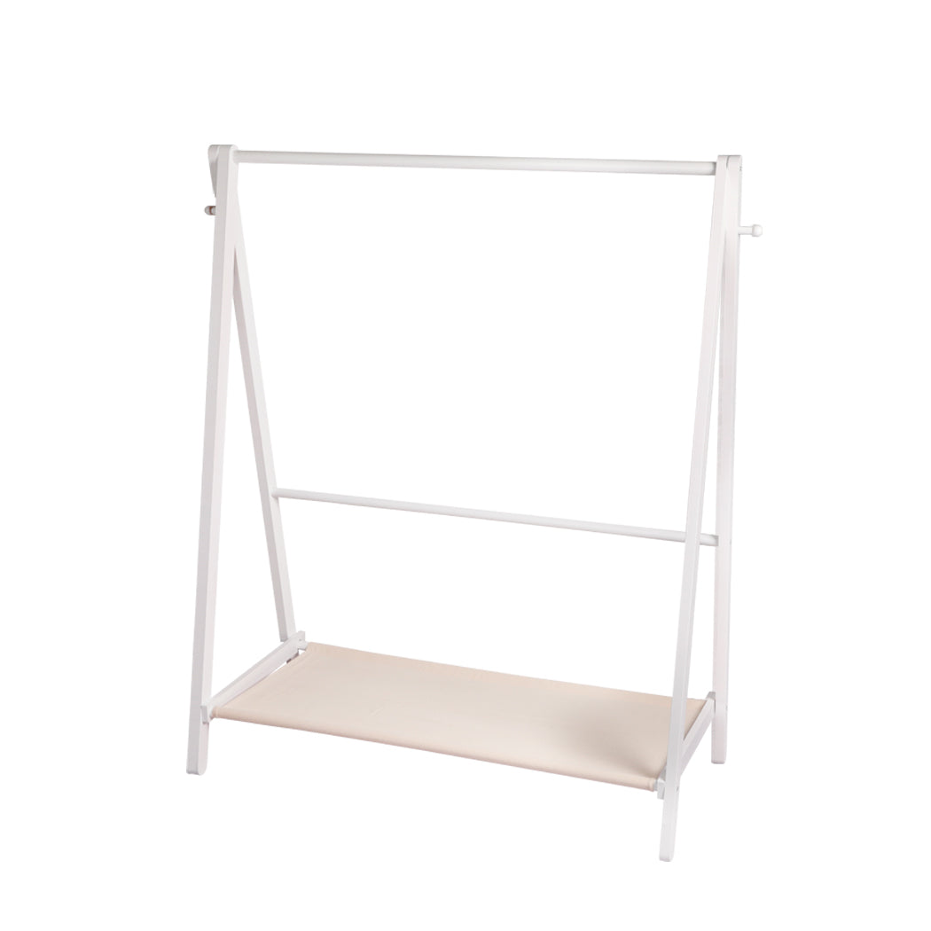Levede Clothes Rack Wooden Wardrobe White-2006733282632404993
