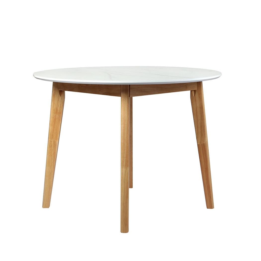 Levede Dining Table Round Rubberwood Base 100cm White 100 CM-2018816940793008129