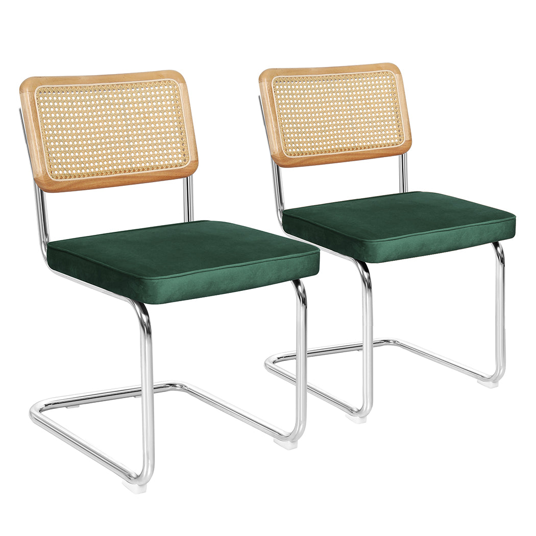 Levede 2xRattan Chair Dining Chairs Green-1954802996143591425