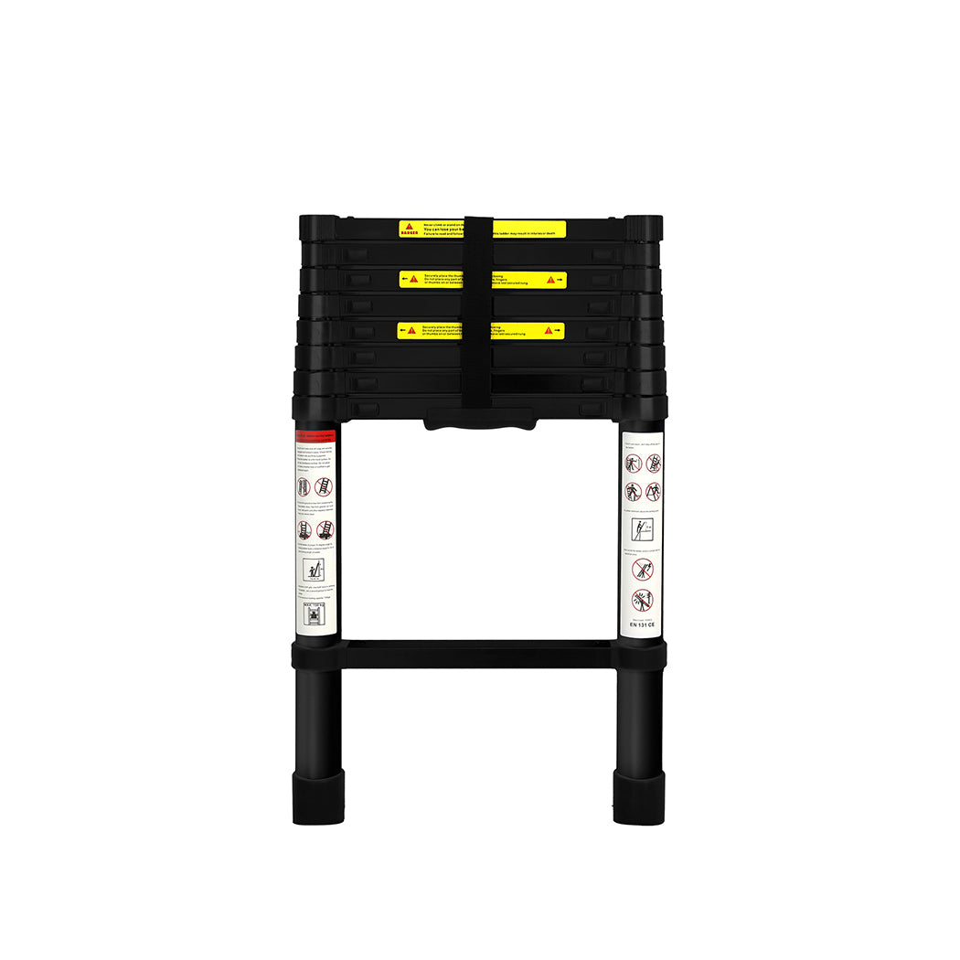 Traderight Multipurpose Aluminium Ladder Telescopic 2.6M Black 2.6 Meter-1954802733429166081