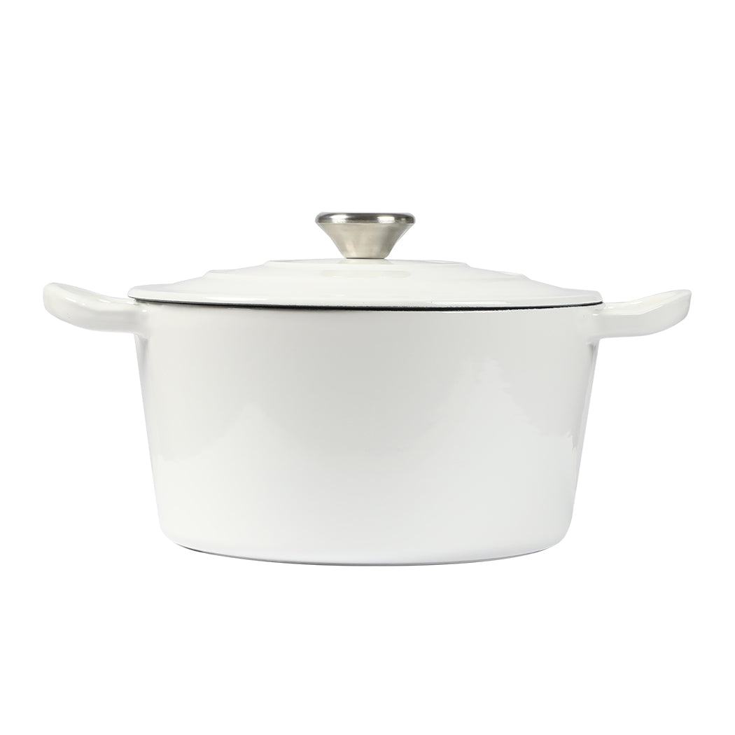 TOQUE 4L Enamel Dutch Oven Pot in White Colour-2018816786526507009