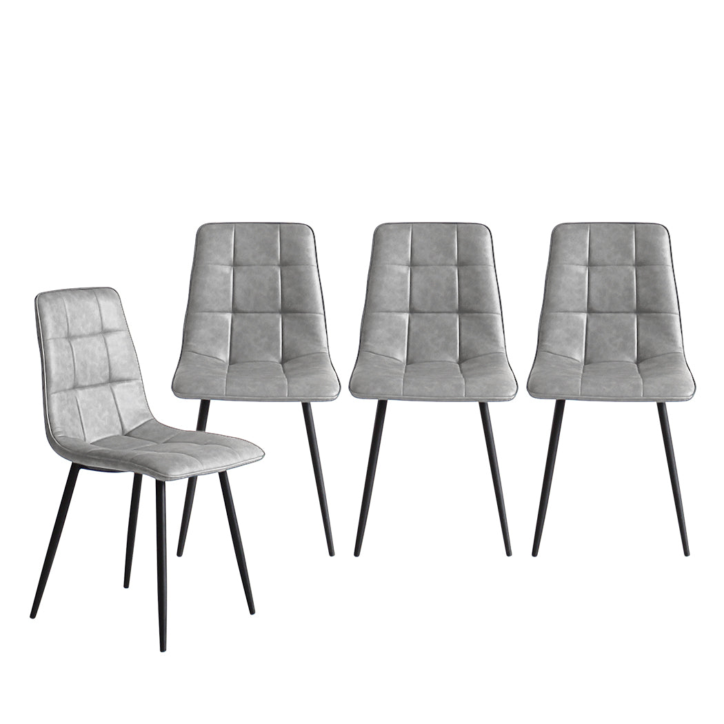 Levede 4x Dining Chairs Kitchen Chair Grey Faux Leather-2006733265016328193