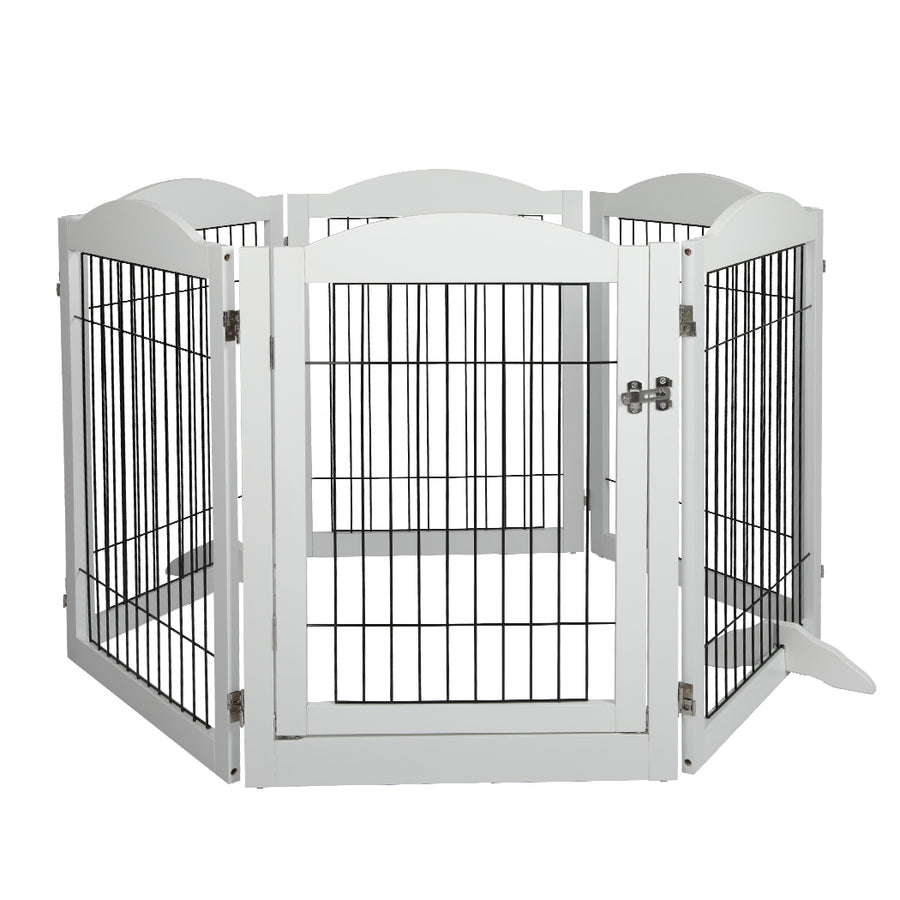 PaWz 6 Panels Pet Dog Playpen Puppy White-2006732992130715649