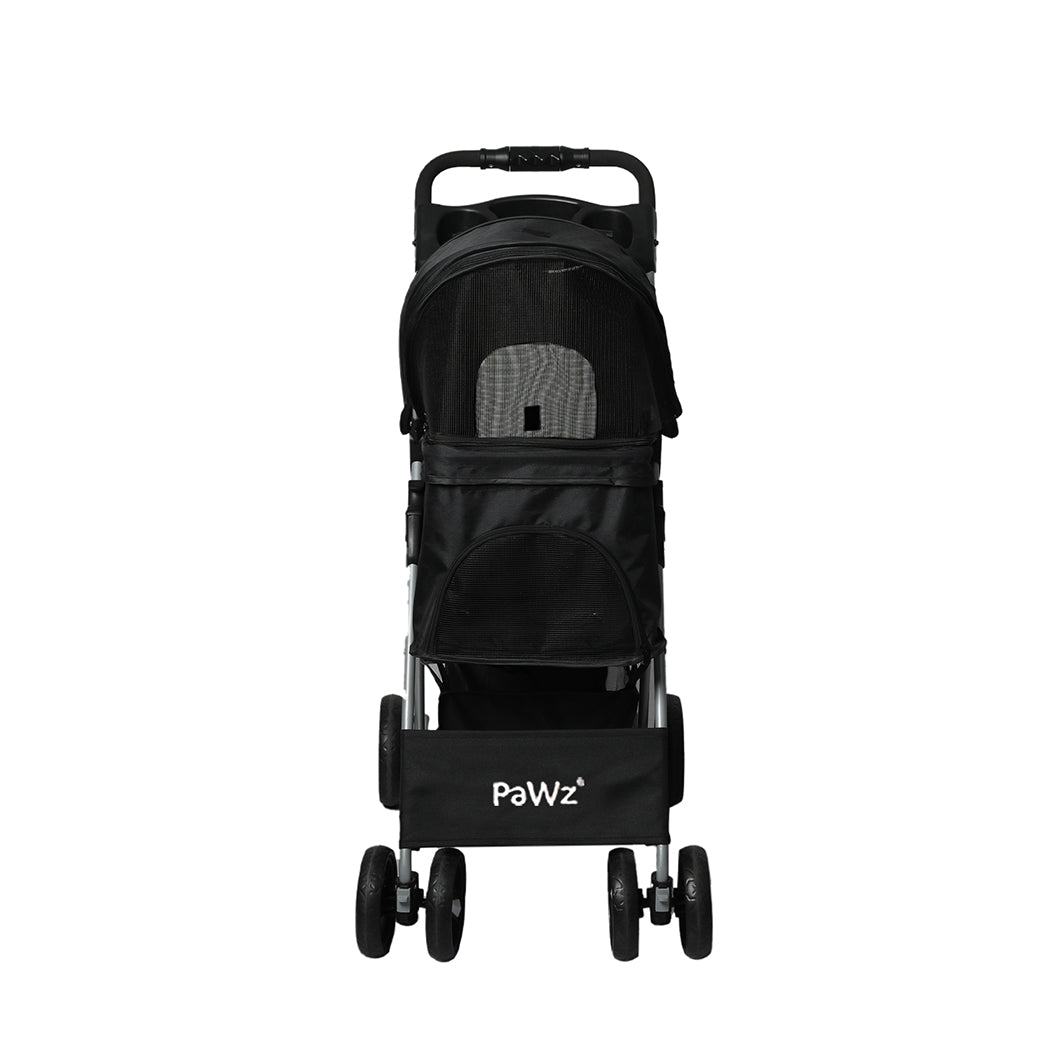 PaWz 4 Wheels Pet Stroller Dog Cat Cage Black-2006733030869307393