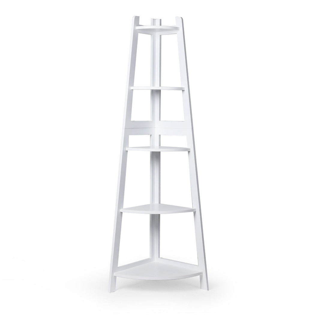 Levede 5 Tier Corner Shelf Wooden Storage White-2018816791236710401