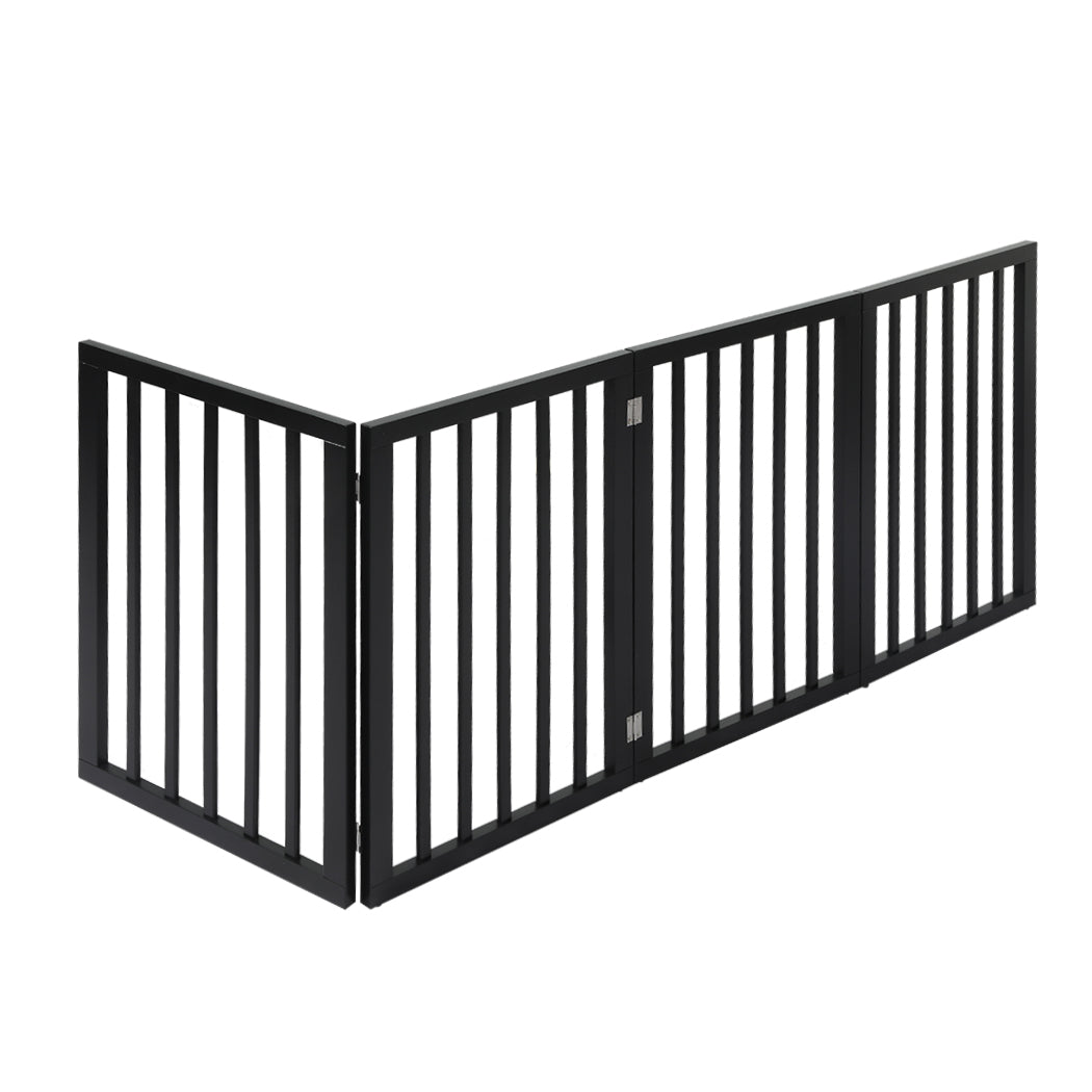PaWz 4 Panels Wooden Pet Gate Dog Fence Black 600x 3MM-2018816800749391873