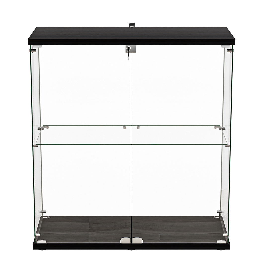 Stacked Glass Display Cabinet Lockable Collections Storage 2 Tier Shelf 2 Door-2018816913244819457