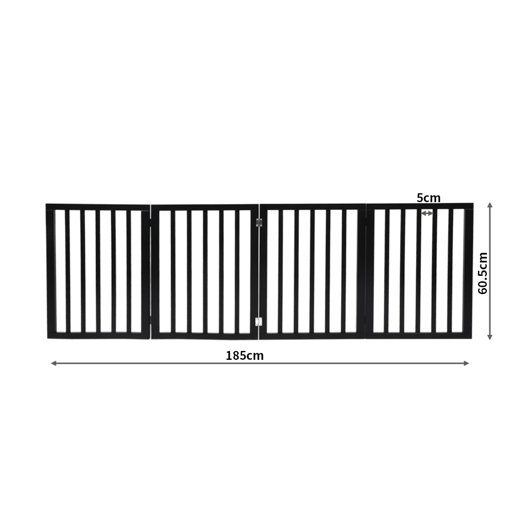 PaWz 4 Panels Wooden Pet Gate Dog Fence Black 600x 3MM-2018816800749391874