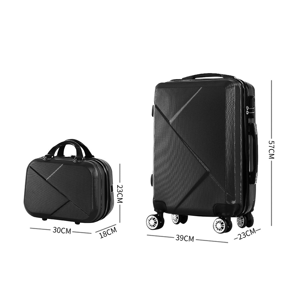 Slimbridge 2pcs 20"Travel Luggage Set Black-2006733061953294338