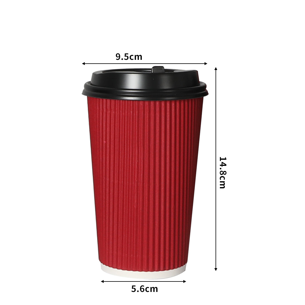 50 Pcs 16oz Disposable Takeaway Coffee Red-2018816632499081218