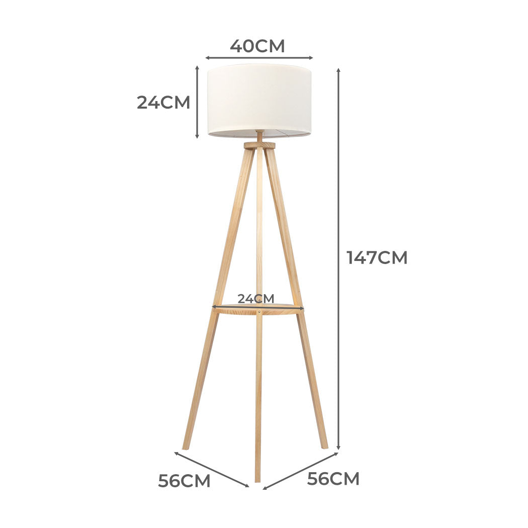 EMITTO Tripod Floor Lamp with Shelf-2018816831451697154